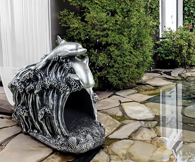 Dolphin Statue 3" x 4" Gutter Downspout Extension,Garden Outdoor Animal Decor Sculpture, Gutter Diverter Rain, Splash Block, Decorative Gutter Extender Diverter Ornament-VerdiqueGarden