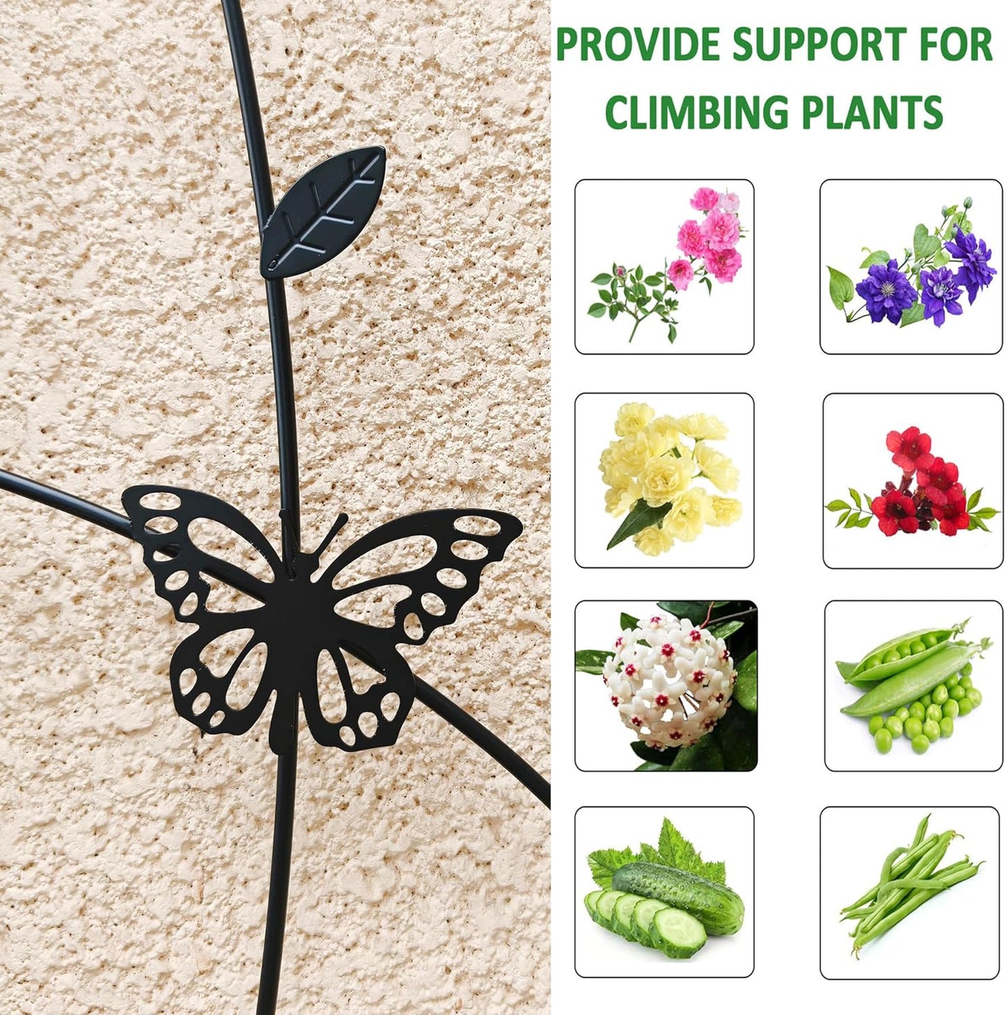 4 Pack Metal Garden Trellis 71" Tall Outdoor Climbing Plant Support for Roses, Flowers, Rustproof Durable Black Galvanized Tube, Lawn Garden Fence Decor Screen (4pcs, 71" H)-VerdiqueGarden