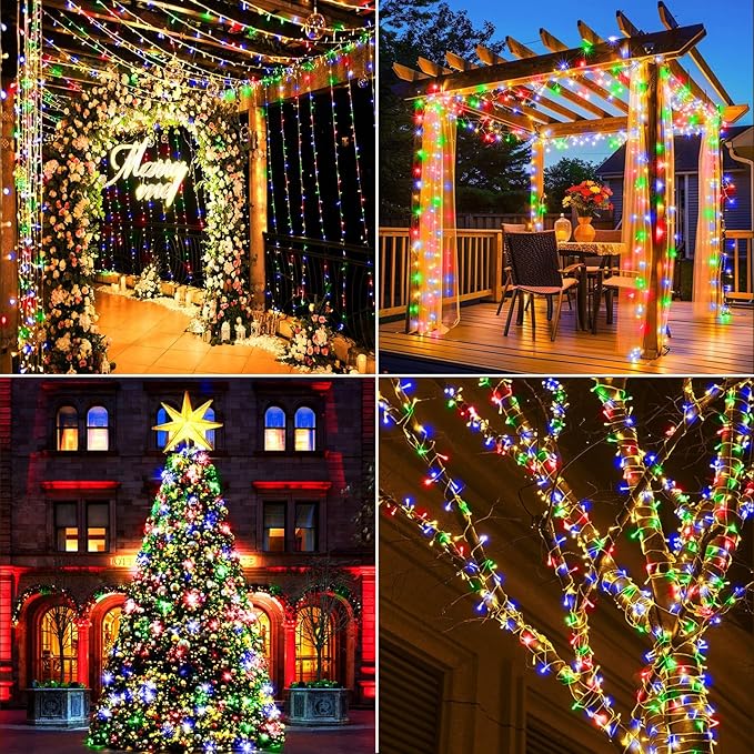 KNONEW 403ft 1000 LED Christmas String Lights Outdoor Color Changing 11 Modes Timer Fairy Light Plug in Waterproof Lights for Xmas Tree Yard Wedding Decorations (Cool White to Multicolor)-VerdiqueGarden