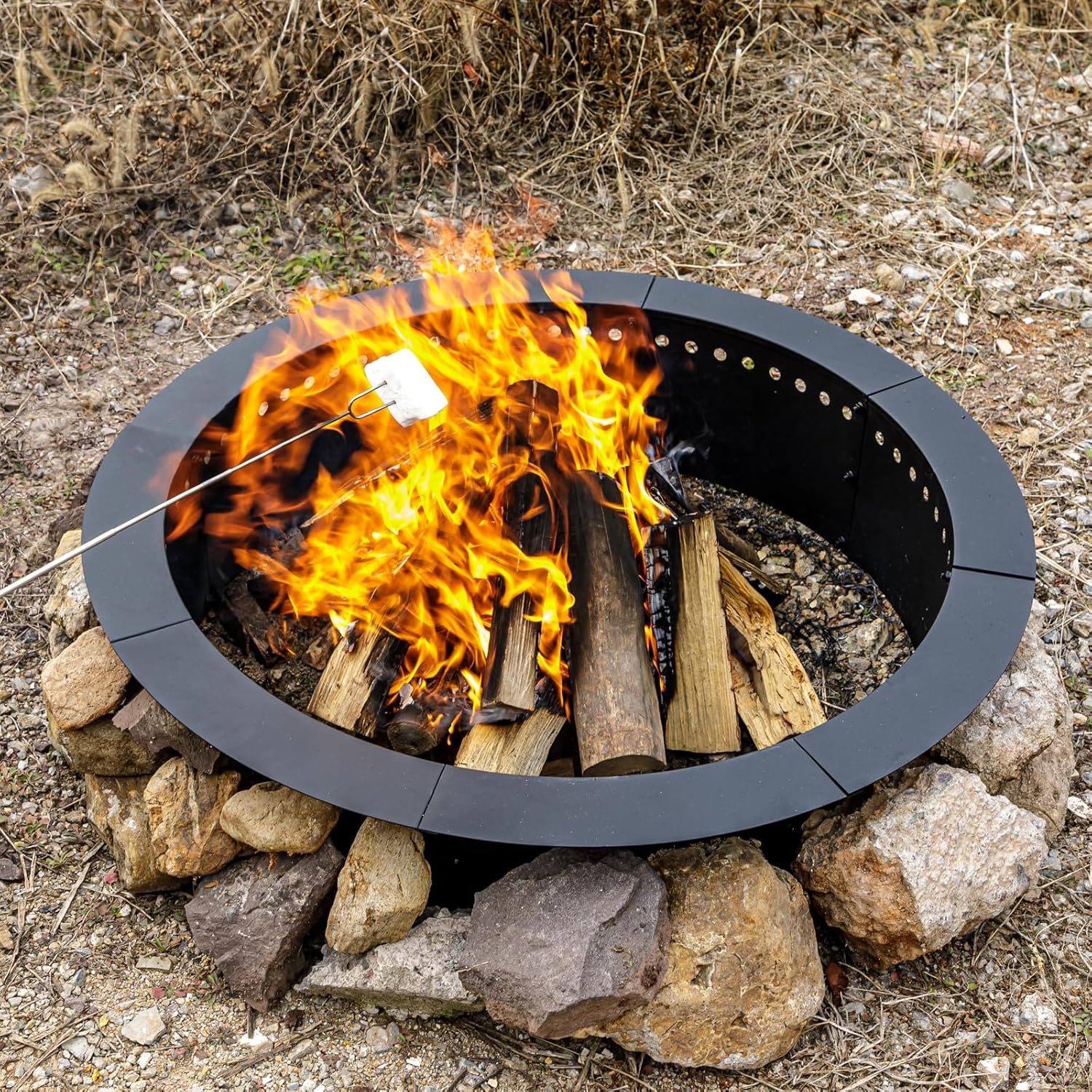 36 inch Fire Ring, Large Round Firepit Insert,Fire Pit Ring for Camping, Wood Burning Fire Pit for Yard,Garden,Outdoor Fireplace, DIY Fire Rings for Outside-VerdiqueGarden