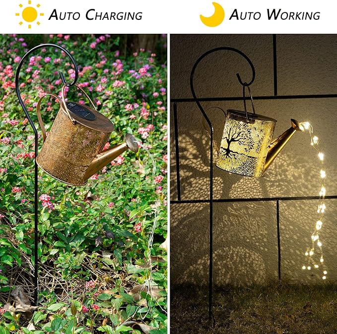 Solar Lights Outdoor Garden Decor, Large Waterproof Watering Can Landscape Lights Outside Decorations for Yard Front Porch Patio Backyard Gardening Gift for Mom Grandma Women Birthday-VerdiqueGarden