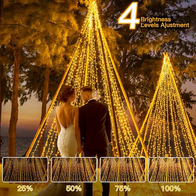 Ollny Christmas Lights Outdoor 400LED 131FT, Warm White Fairy Lights with Remote 3 Timer, Plug in 8 Modes String Lights for Bedroom Indoor Outside House Party Xmas Decorations-VerdiqueGarden