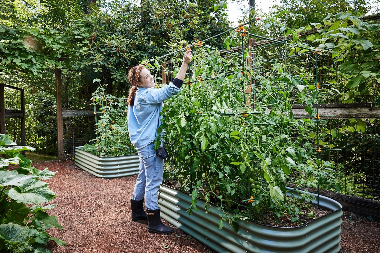 Plant Support Clips for Trellis, Garden Stakes, Wire Fence, Climbing Plants, Indoor Gardening, Hydroponics Systems, and Vines | Durable Gardening Clips (Incognito Green - 100 Pack)-VerdiqueGarden