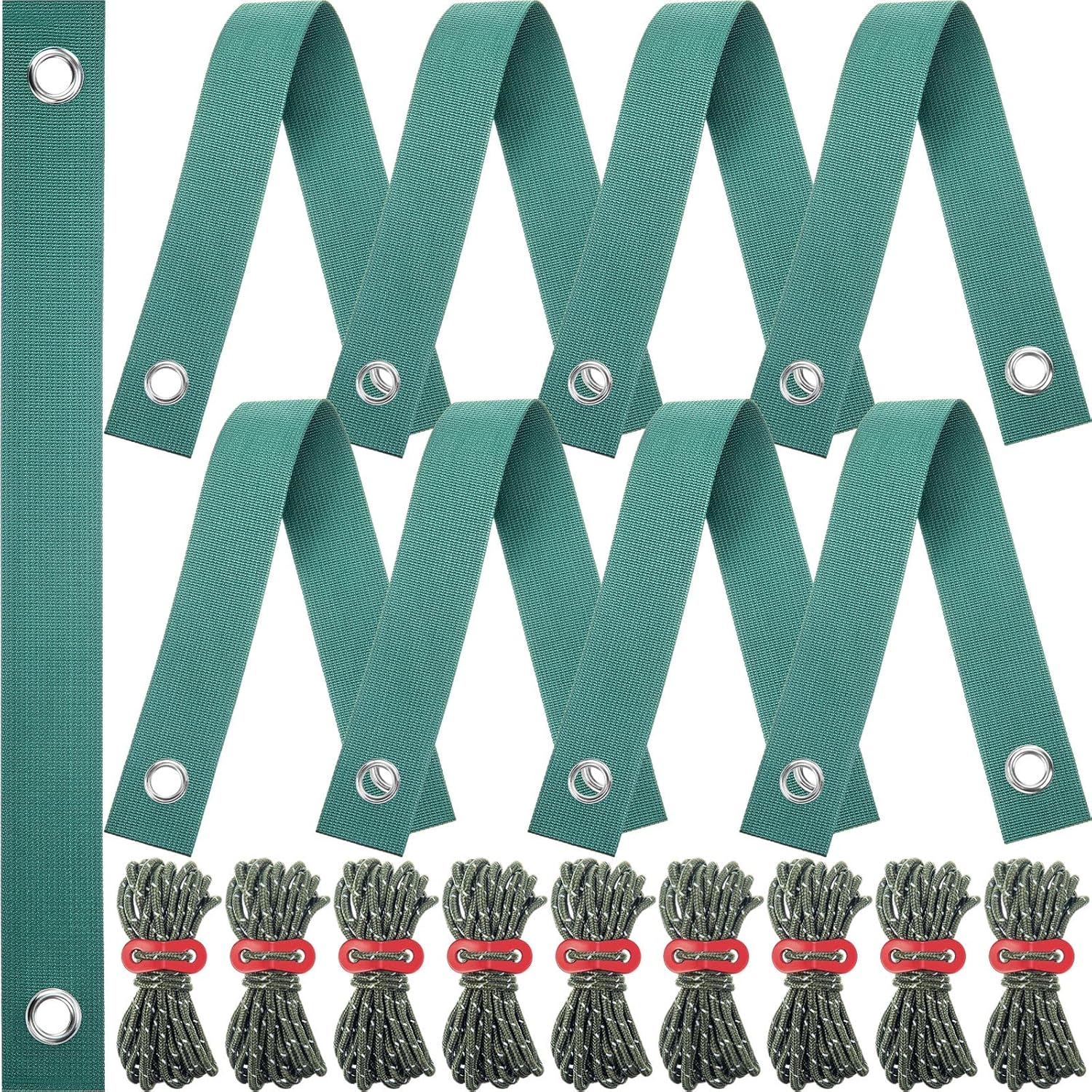 Sintuff 9 Set Heavy Duty Tree Stake Kit 15.75 Inches/ 40 cm Tree Straps for Staking and 13.12 ft/ 4 m Dock Lines Rope for Support Anchoring Home Leaning Plant Straightening Garden Tent(Green)-VerdiqueGarden