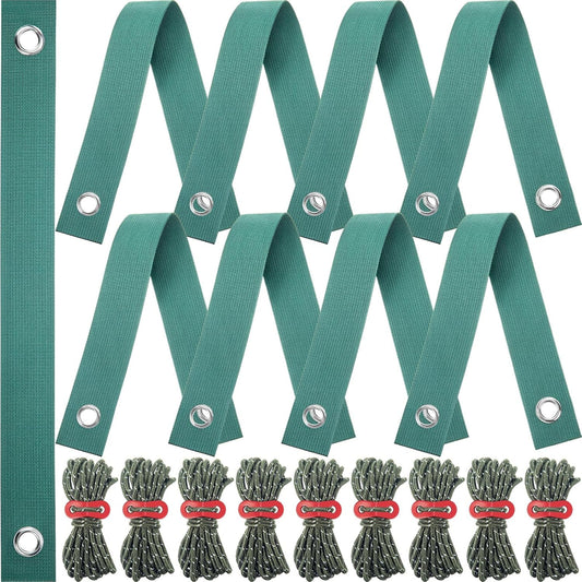 Sintuff 9 Set Heavy Duty Tree Stake Kit 15.75 Inches/ 40 cm Tree Straps for Staking and 13.12 ft/ 4 m Dock Lines Rope for Support Anchoring Home Leaning Plant Straightening Garden Tent(Green)-VerdiqueGarden