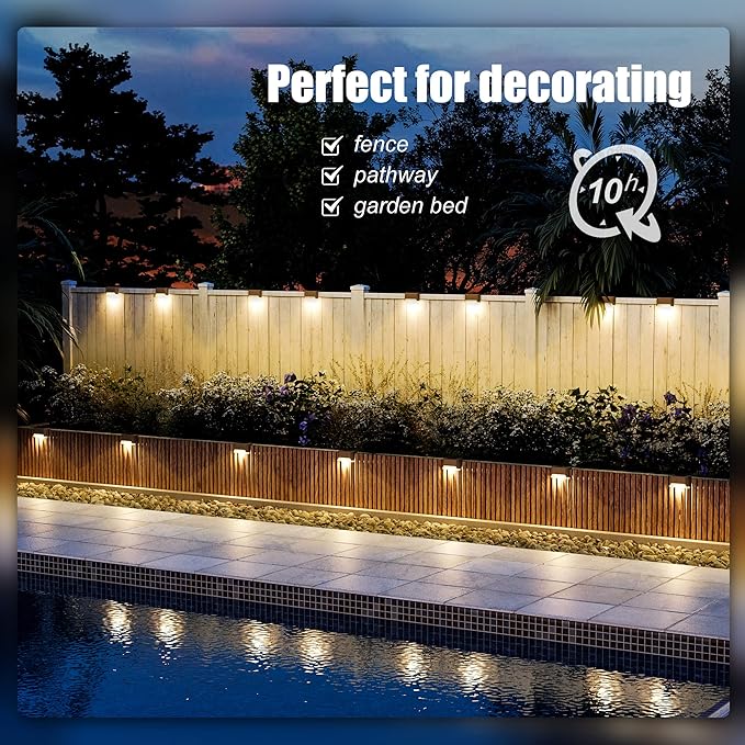 SOLPEX Solar Deck Lights Outdoor 16 Pack, Solar Step Lights Waterproof Led Solar lights for Outdoor Stairs, Step , Fence, Yard, Patio, and Pathway(Warm White)-VerdiqueGarden
