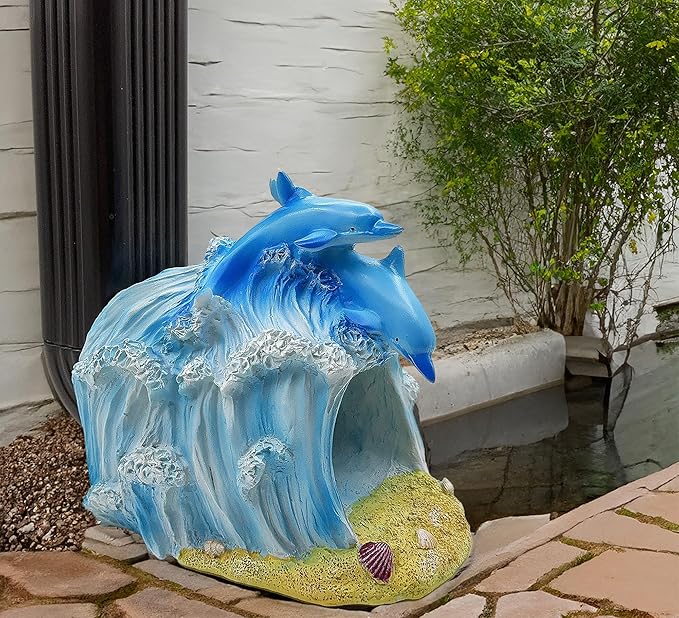 Dolphin Statue 3"x4" Gutter Downspout Extension Decor, Whimsical Garden Rain Diverter, Outdoor Decor Sculpture Ornament, Gutter Extender Diverter, Splash Blocks for Gutters Downspouts-VerdiqueGarden