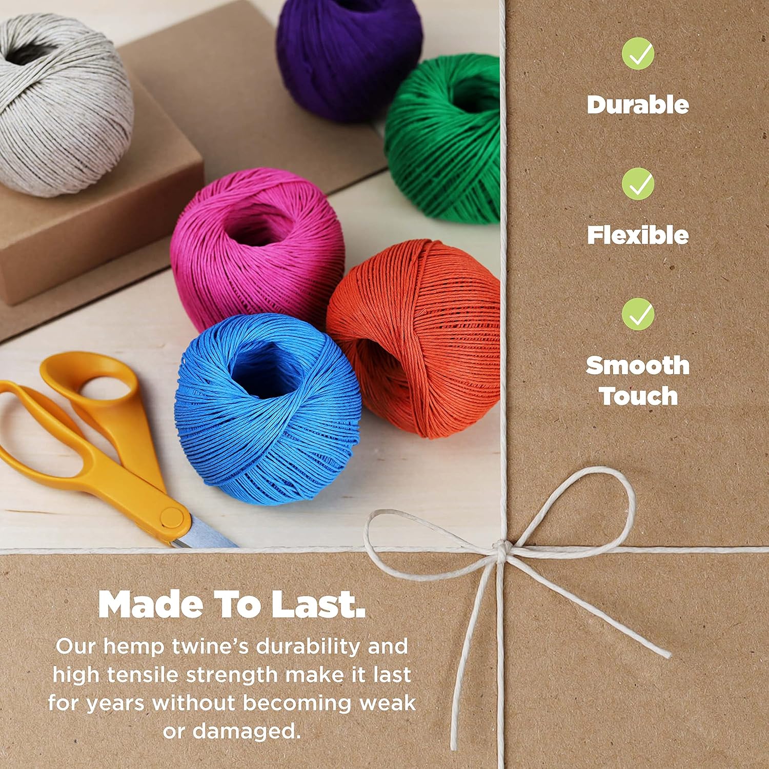 Hemp Twine for Gardening - Twine for Crafts - Organic Natural Hemp String for Jewelry Making - Strong Durable Cord for Decoration, Macrame + Cooking - 1MM, 100G/430 Ft. - 20 lb. Test Strength - Purple-VerdiqueGarden