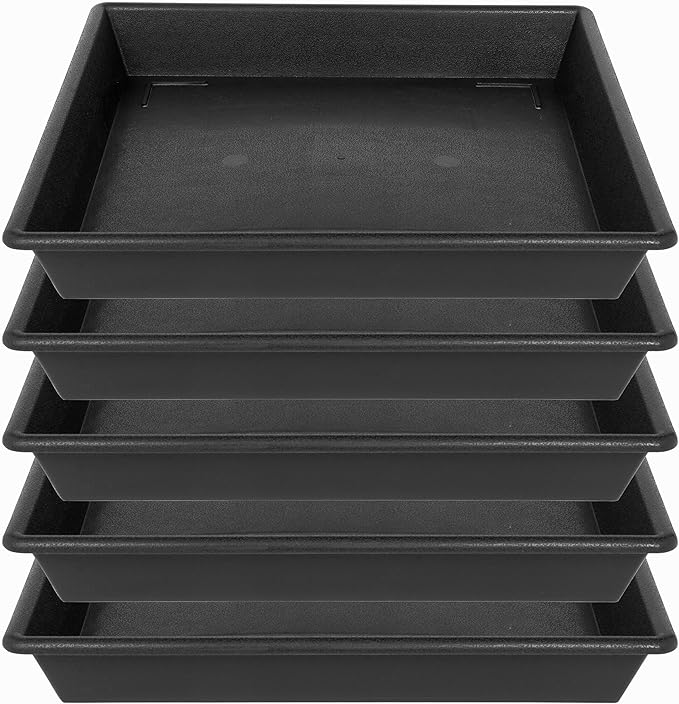 Square Plant Saucer 14 Inch 5 Pack 8 12 14 16 18 20 Plant Trays for Pots Heavy Duty Plastic Plant Saucers for Indoors Outdoors, Flower Pot No Holes Plant Drip Trays-VerdiqueGarden