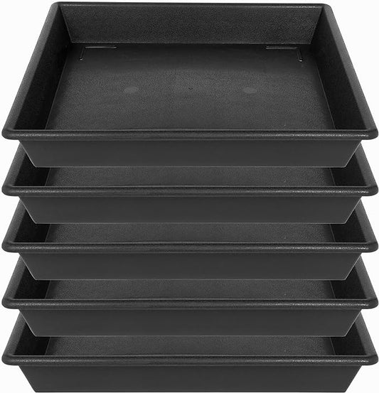 Square Plant Saucer 5 Pack 8 10 12 14 16 18 20 Inch, Flower Pot No Holes Plant Drip Trays, Plant Trays for Pots Heavy Duty Plastic Plant Saucers for Indoors Outdoors-VerdiqueGarden