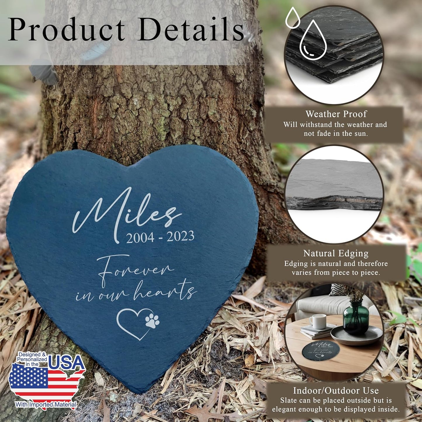 Dog Memorial Gifts for Loss of Dog, Cemetery Decorations for Grave, Pet Loss Sympathy Gift, Personalized Remembrance Garden Stone, Cat Lovers Heaven Grave Markers Bereavement Headstone (A02H)-VerdiqueGarden