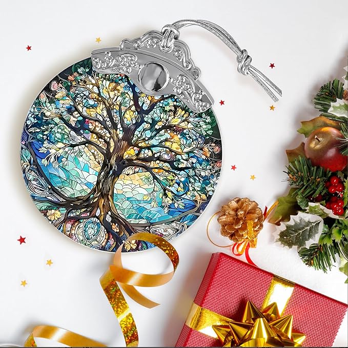 Tree of Life Stained Glass Suncatcher - Holidays & Christmas Tree Ornament, Decor & Gifts-VerdiqueGarden
