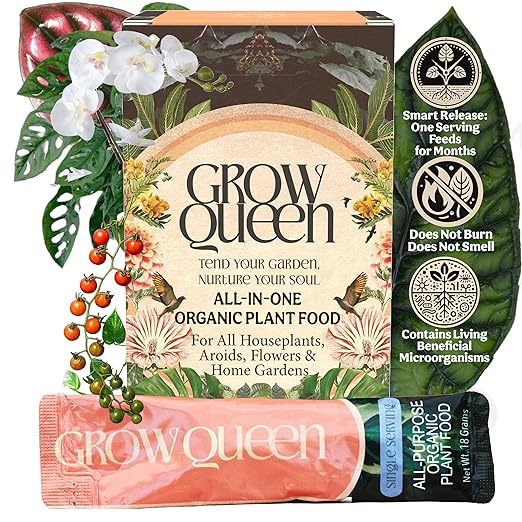 All-in-One Complete Organic Plant Food, Indoor Plant Food for Houseplants, Organic Fertilizer for Vegetable Gardens, 7 Formulated Single Servings Feeds 14 gal Fast and Slow Release-VerdiqueGarden