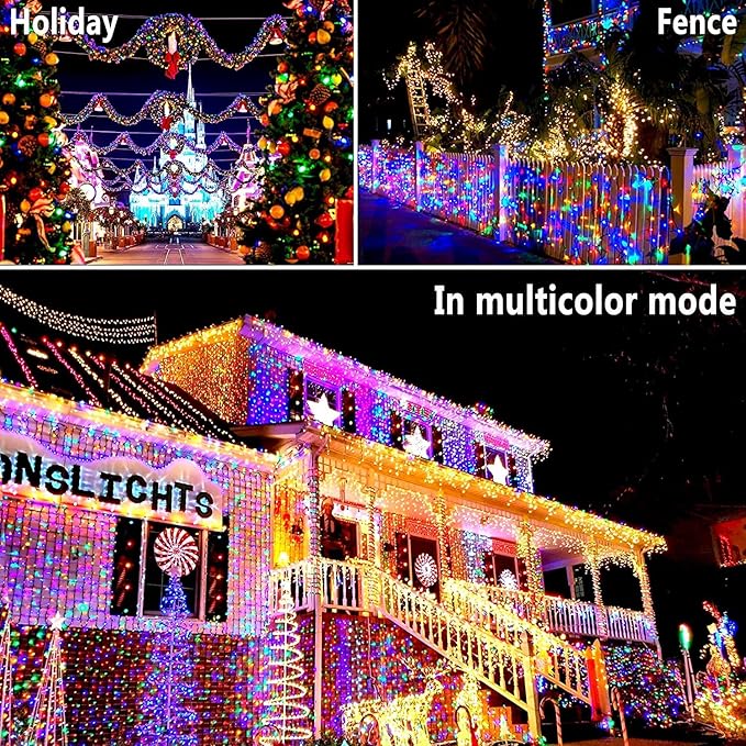 KNONEW 403ft 1000 LED Christmas Lights Color Changing String Lights Outdoor with 11 Modes for Xmas Tree Trunk Yard Porch Outdoor Wedding Party Decorations (Warm White to Multicolor)-VerdiqueGarden