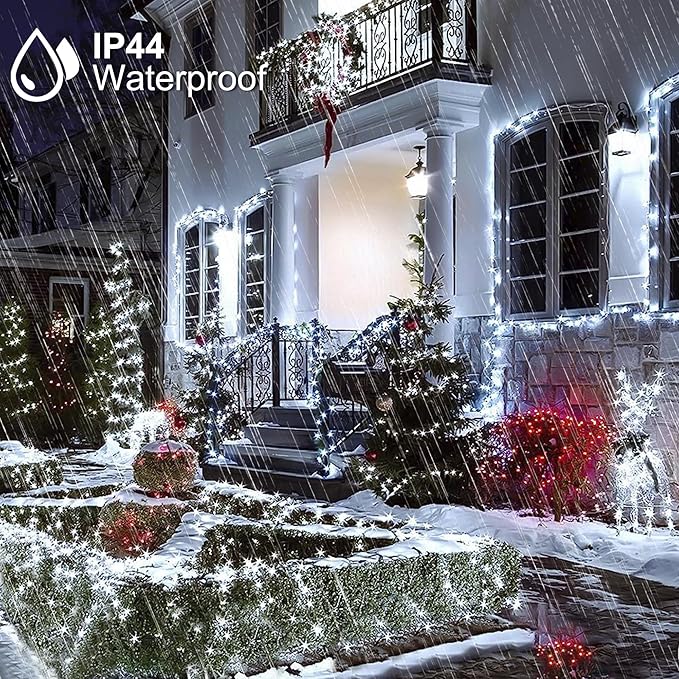 164Ft 500 LED White Christmas Lights, Waterproof 8 Twinkle with Memory Functions Christmas Tree Lights for Indoor Outdoor Christmas Tree Garden Decoration (164FT, White)-VerdiqueGarden