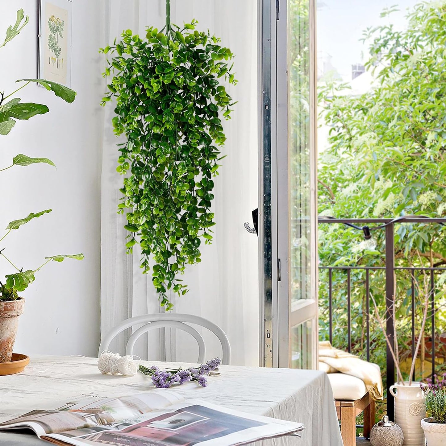 Waipfaru 8Pcs Fake Hanging Plants 2.7ft Fake Plants UV Resistant Fake Vines Artificial Decor for Indoor Outdoor Party Wall Porch Wedding Decoration-VerdiqueGarden