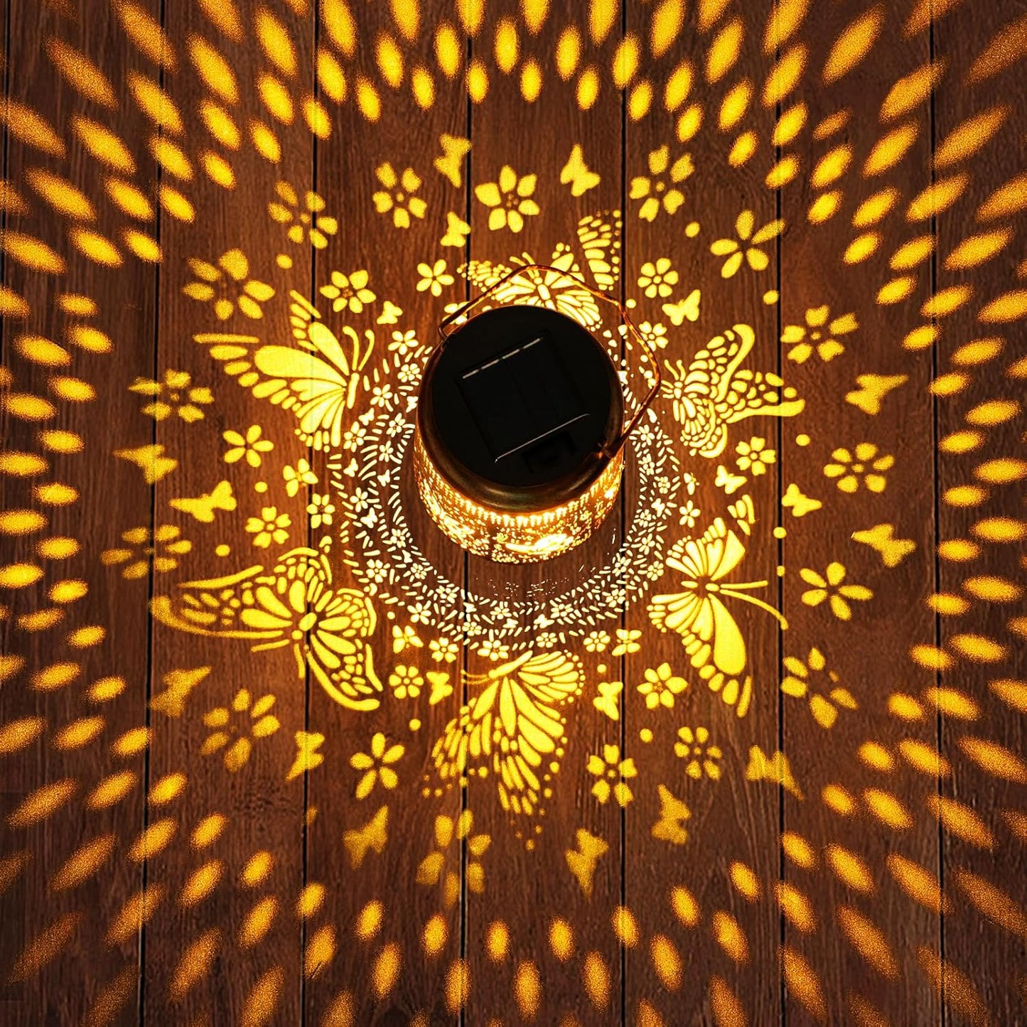 2 Pack Solar Lanterns Outdoor Butterfly Garden Decor, Birthday Gifts for Women Mom Grandma Waterproof Metal Hanging Solar Lights LED Decoration with Shepherd Hook Outside for Yard Porch Lawn Patio-VerdiqueGarden