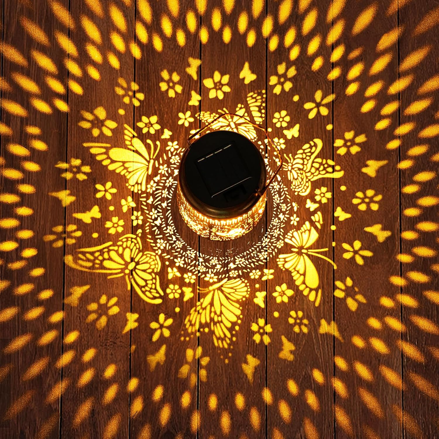 2 Pack Solar Lanterns Outdoor Butterfly Garden Decor, Birthday Gifts for Women Mom Grandma Waterproof Metal Hanging Solar Lights LED Decoration with Shepherd Hook Outside for Yard Porch Lawn Patio-VerdiqueGarden