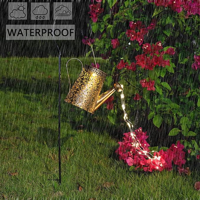 Solar Lights Outdoor Garden Decor, Large Hanging Waterproof Watering Can Landscape Lights Outside Decorations for Yard Front Porch Patio Backyard Gardening Gift for Mom Grandma Women Birthday-VerdiqueGarden