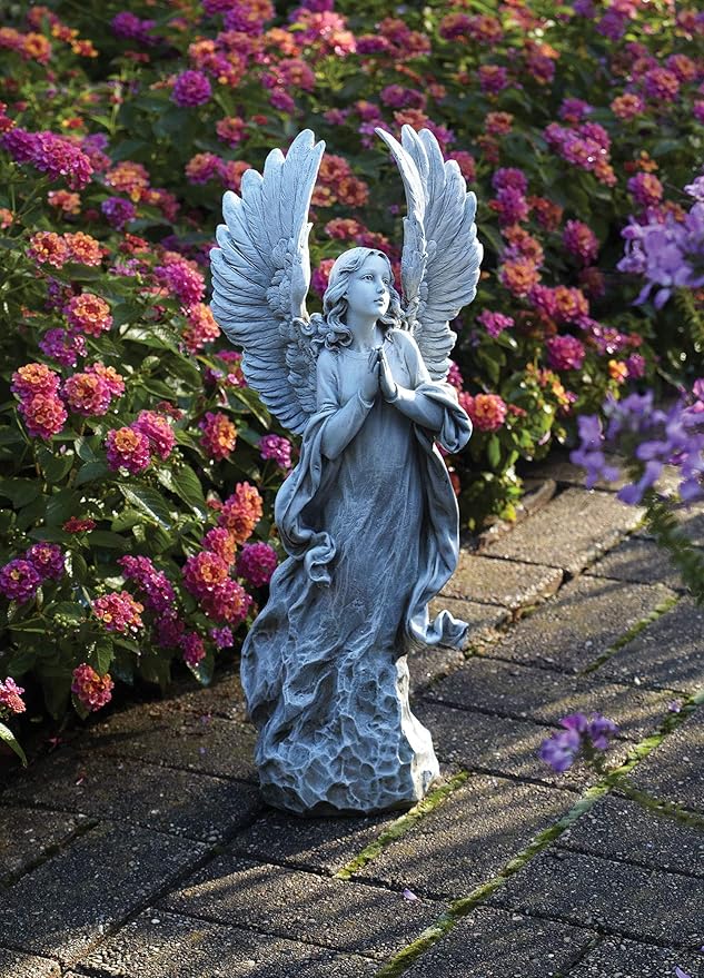 Joseph's Studio by Roman - Collection, 21" H Praying Angel W/Wings, Made from Resin, High Level of Craftsmanship and Attention to Detail, Durable and Long Lasting-VerdiqueGarden