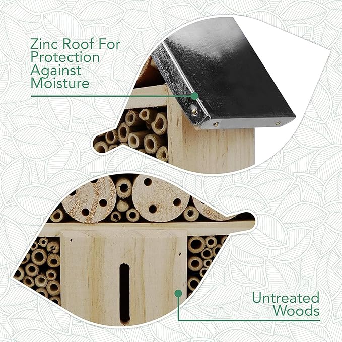 Premium Weatherproof Insect Hotel - Durable Bug House, Bee Home Box for Garden - Ideal Habitat for Bees, Ladybirds, Butterflies - Enhance Biodiversity & Eco-Balance-VerdiqueGarden