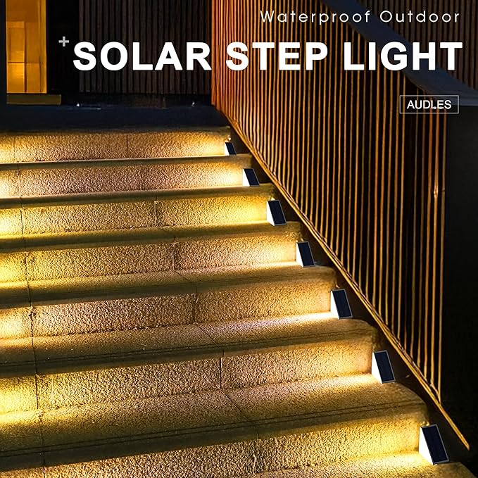 LED Solar Step Lights Waterproof Outdoor Stair Lights, Solar Deck Lights Outdoor Decor IP67 Solar Decoration Lights for Yard, Patio, Garden, Walkways, Front Door, Pathway, Driveway, Porch 6 Pack-VerdiqueGarden