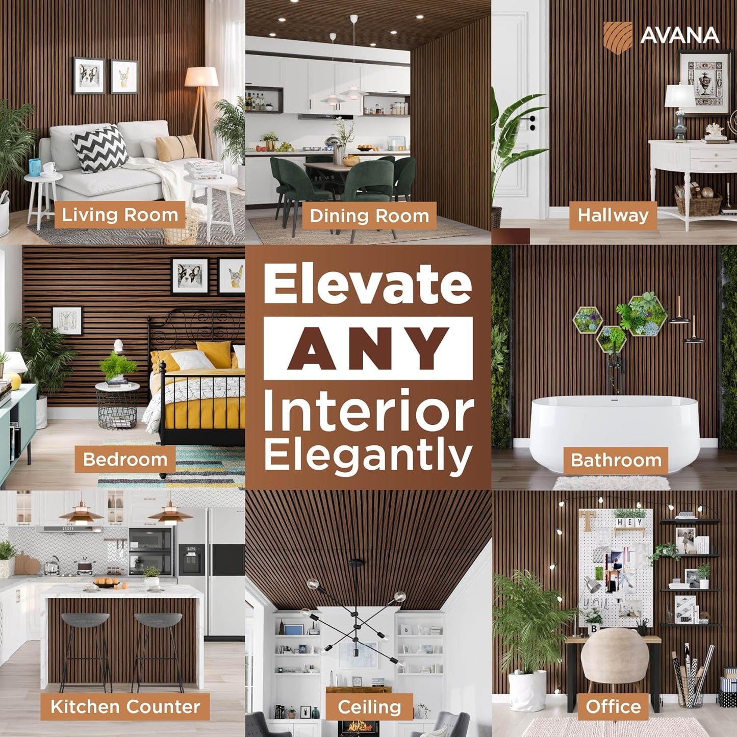 Avana Acoustic Wood Wall Panels – 47.2 X 12.6 Inch Walnut Acoustic Panels 1 PC – Wall Panels For Interior Wall Decor For Homes, Offices, Studios – Sturdy And Durable Wood Panels For Wall-VerdiqueGarden