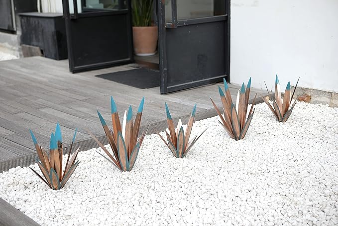 Homight Metal Agave Plants Outdoor Decor Mexican Yard Art Plants Garden Decor for Outside Metal Art Flowers Gifts for Butterflies Bees Birds for Gifts (1big&1small)-VerdiqueGarden