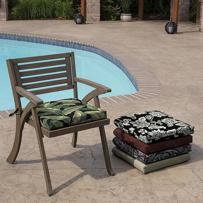 Arden Indoor/Outdoor Seat or Rocking Chair Cushion, 19 x 18, Water Repellent, Rain Proof, Fade Resistant Cushion for Rocking or Dining Chairs Onyx Cebu-VerdiqueGarden