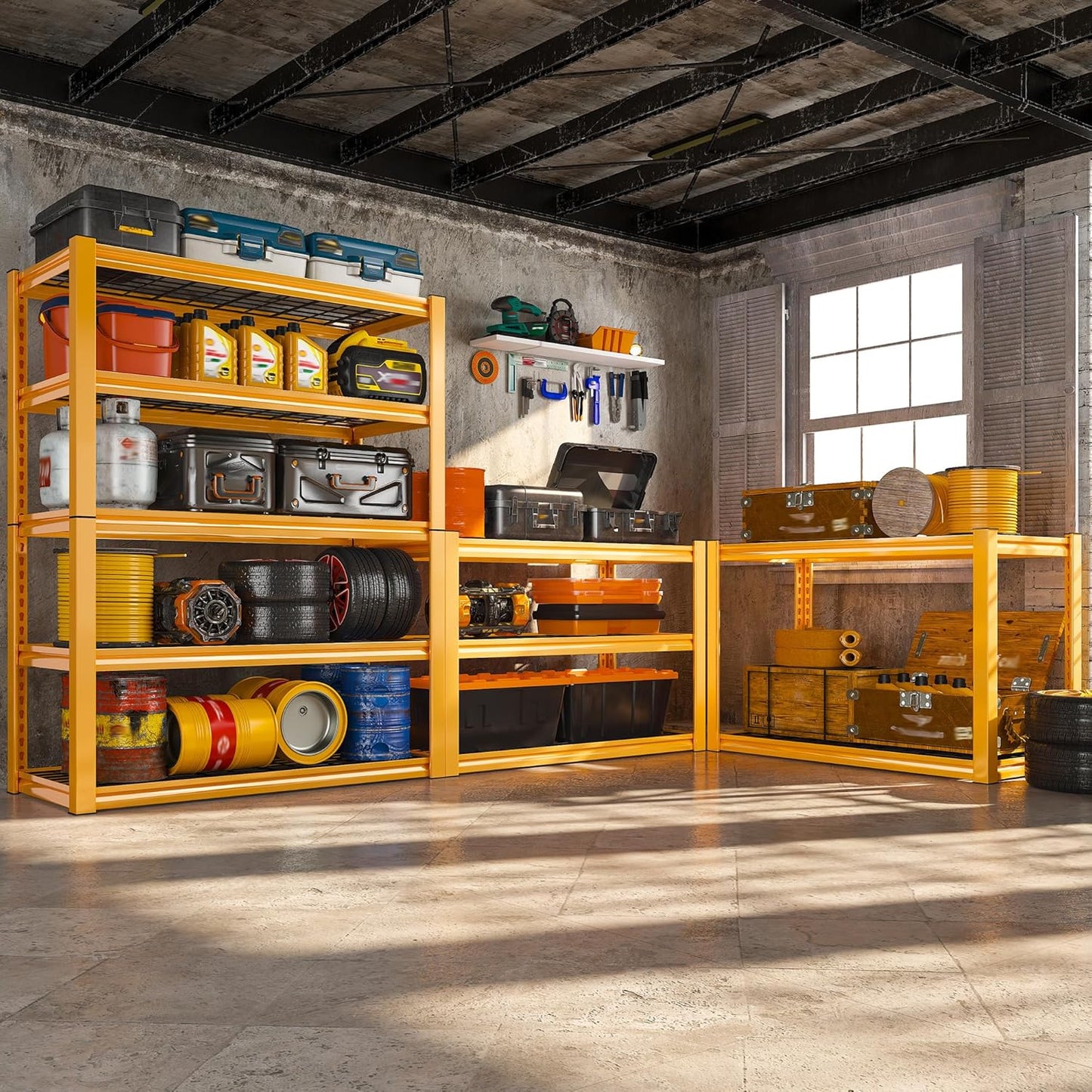REIBII Storage Shelves 40''W Garage Shelving Heavy Duty Metal Shelving 2000LBS Metal Shelves 5 Tier Industrial Shelf for Kitchen Pantry Warehouse Basement 72" H x 40''W x 17.8''D, Yellow-VerdiqueGarden