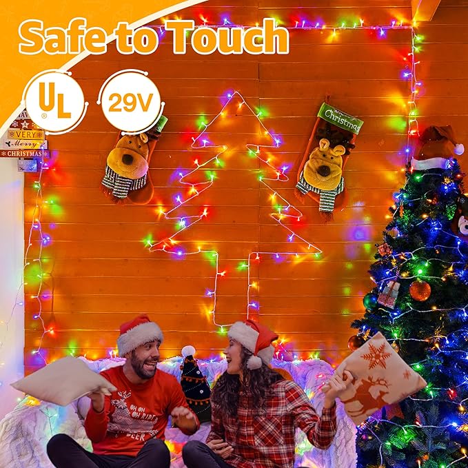 Ollny String Lights 120LED 40FT, Multicolor Fairy Lights Waterproof Connectable Timer, 8 Modes Plug in Christmas Light for Bedroom Outdoor Party Indoor Classroom Decorations-VerdiqueGarden