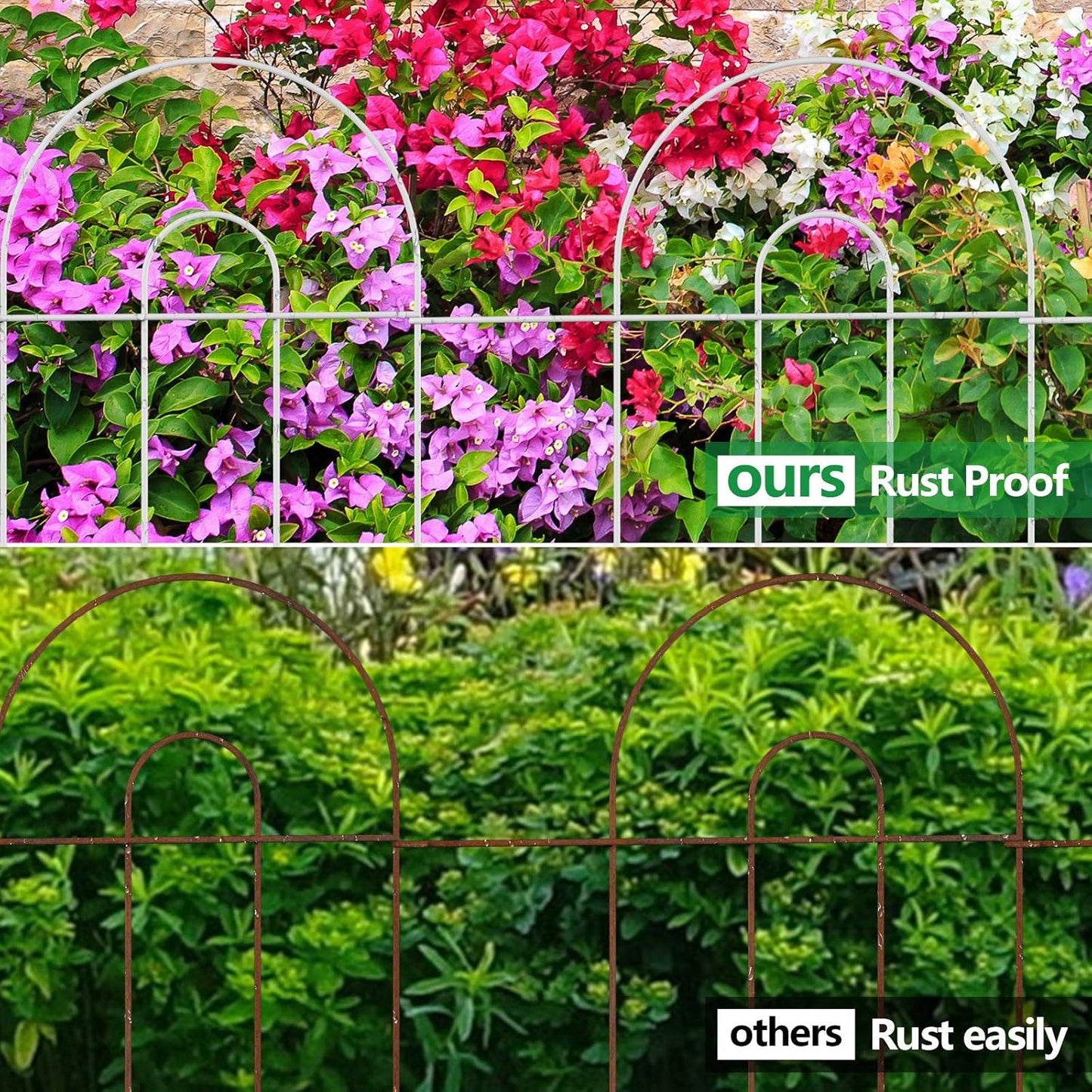 AMAGABELI GARDEN & HOME 25 Panels 24in(H)×35ft(L) Decorative Garden Fences and Borders for Dogs No Dig Rustproof Metal Fence Panel Garden Edging Border Animal Barrier Fencing for Flower Bed Yard White-VerdiqueGarden