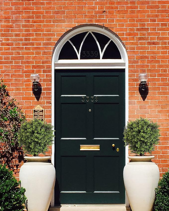 Artificial Topiary Ball Tree, 2 Pack Artificial Plants Outdoor, Ball Shaped Boxwood Topiary, Artificial Shrubs Potted for Indoor and Outdoor (22inch)-VerdiqueGarden