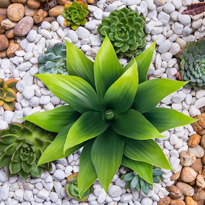 Fake Plants Artificial Agave Plants,Large UV Resistant Fake Agave Planters for Indoor and Outdoor Decorating Tropical Plant Succulents Greenery Indoor Decor((2Pack Light Green) 13.8"-VerdiqueGarden