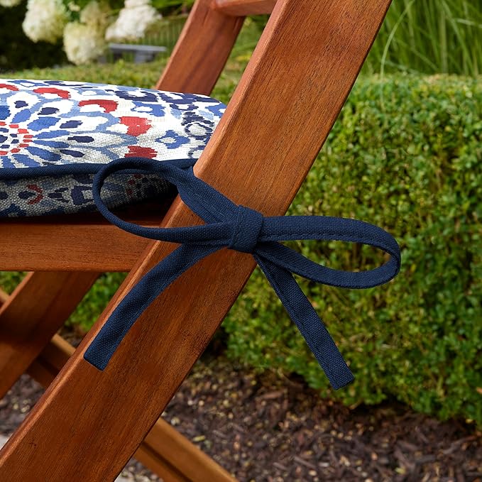 Arden Indoor/Outdoor Foam Seat Pad, 2 Pack, 17 x 16, Patio Cushion, Water Repellent, Fade Resistant, Foam Cushion Clark Blue-VerdiqueGarden