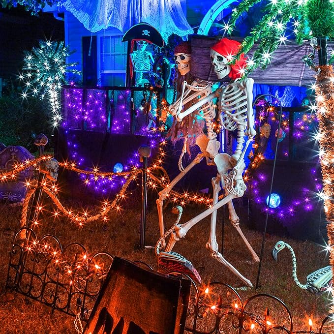 weillsnow 164FT 500 LED Orange Halloween Lights, 8 Modes Waterproof Plug in String Lights for Halloween Indoor Outdoor Yard Party Wedding Garden Home Decorations (Orange)-VerdiqueGarden