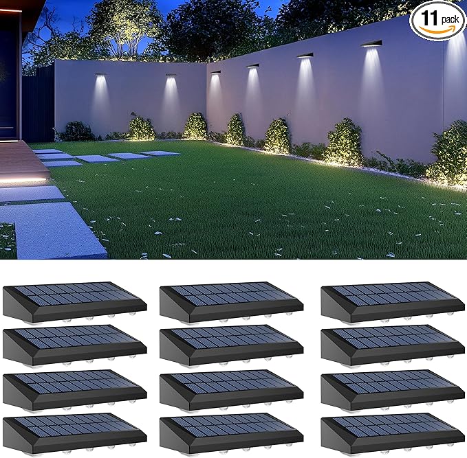 Solar Fence Lights Outdoor Waterproof IP65, 12 Pack Fence Lights Solar Powered 60 Lumens Auto On/Off Step Wall Lights Outside Decorations for Yard, Porch, Patio, Stairs, Pool, Deck, Garden-White Light-VerdiqueGarden