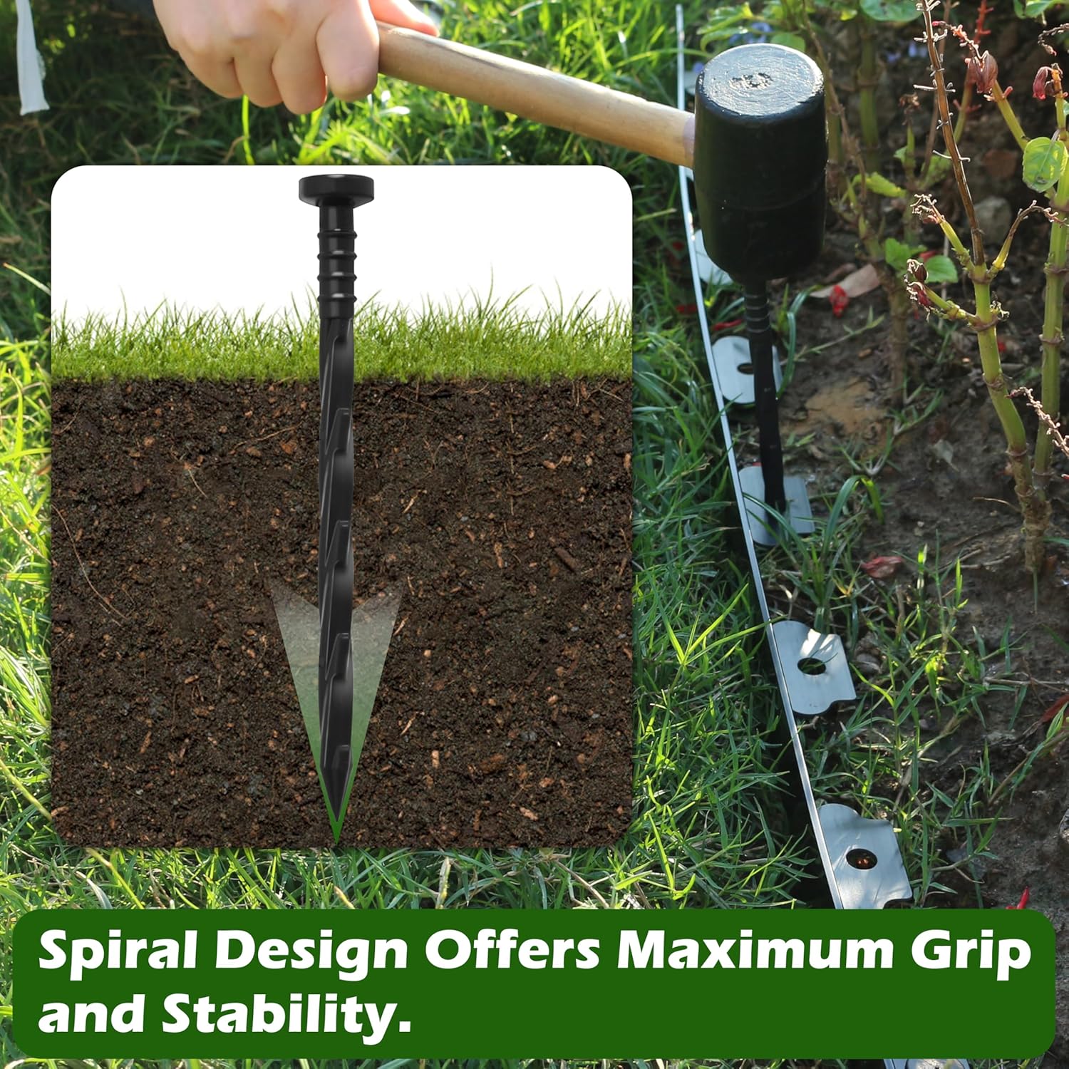 Gardzen 100 pcs Landscape Edging Anchoring Spikes, 6 inches Yard Lawn Paver Edging Stakes for Weed Barrier, Garden Fence, Artificial Turf-VerdiqueGarden