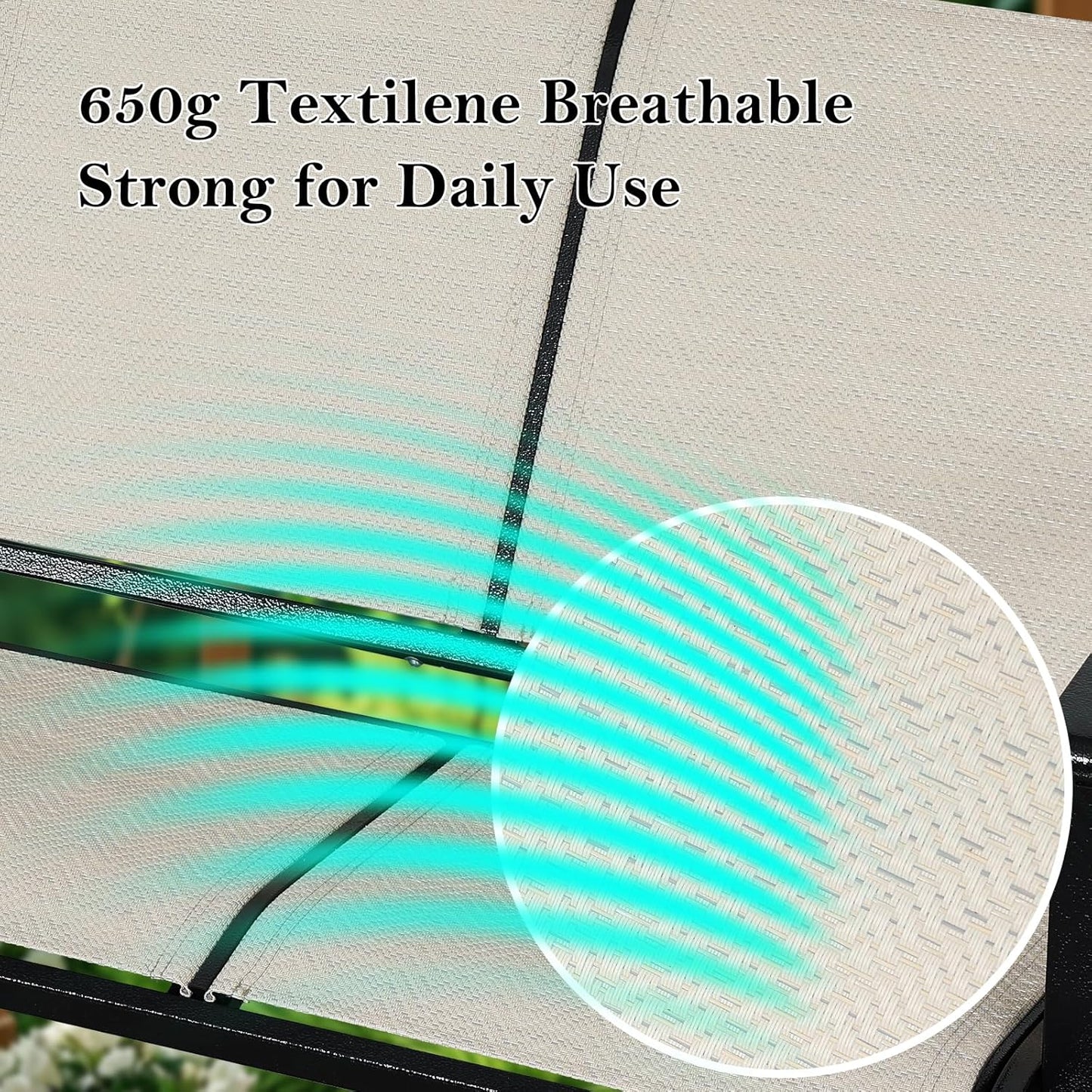 Textilene 3 Seat Hanging Swing, 5.2FT Patio Bench Swing, 660lbs Heavy Duty Outdoor Porch Swing with Hanging Chains for Courtyard, Garden, Tree, Yard-VerdiqueGarden