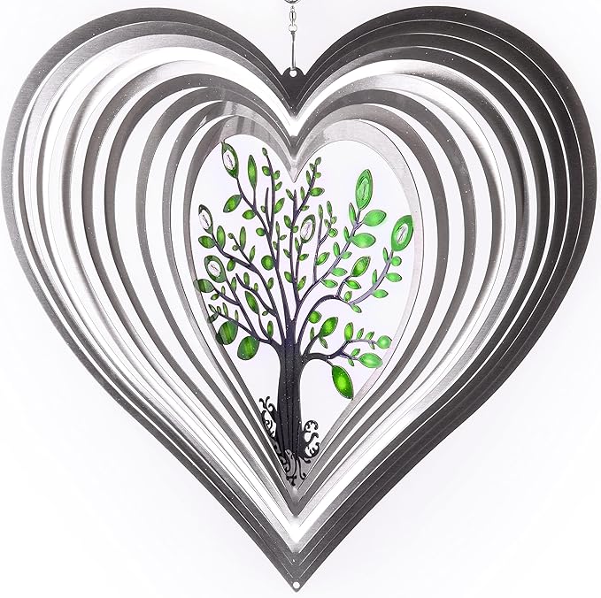Heart Wind Spinners with Crystals for Yard and Garden, Metal Ornaments for Garden Décor, Outdoor Wind Spinner, Heart Décor Gifts, Outdoor Garden Decoration, 15 inch Heart Wall Décor by ISEO-VerdiqueGarden