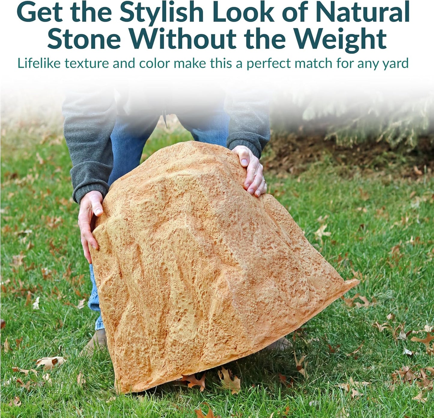 Sunnydaze 21.5” H Polyresin Faux Landscape Rock Cover - Lightweight Fake Rock Well Pump Cover for Outside - Sand-VerdiqueGarden