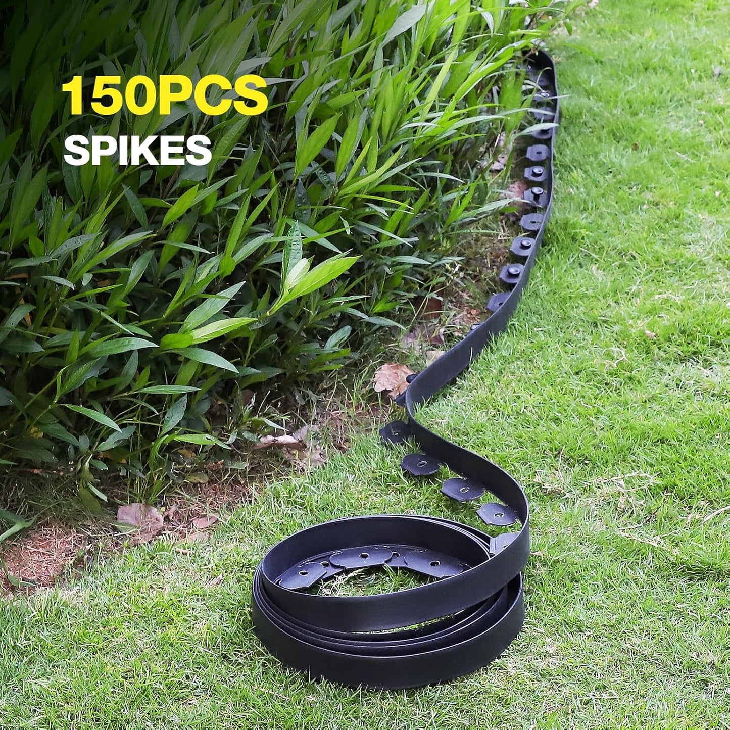 100ft,1.5in Tall Landscape Edging Kit with 150 Spikes, No-Dig Flexible Plastic Edge Border for Landscaping, Lawn, Garden, Flower Beds, Yard, Paver, Playground, Fence, Pathway, Black,3pack, 33ft Each-VerdiqueGarden