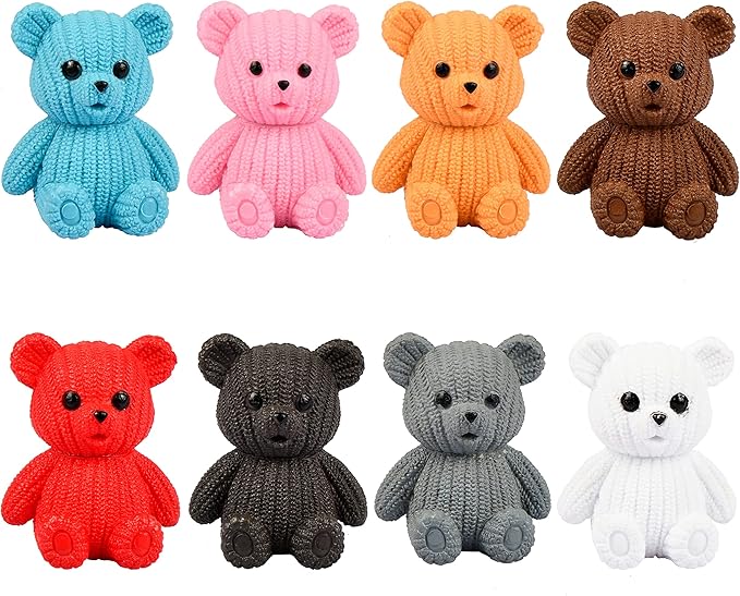 8Pcs Mini Resin Teddy Bear Figurines Cute Sweater Bears Desktop Ornaments Car Interior Decoration Garden FigurinesTiny Bear Statues Animals Sculpture Micro Landscape-VerdiqueGarden