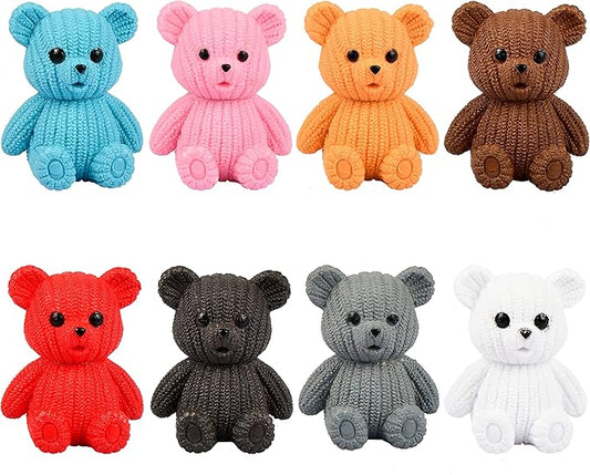 8Pcs Mini Resin Teddy Bear Figurines Cute Sweater Bears Desktop Ornaments Car Interior Decoration Garden FigurinesTiny Bear Statues Animals Sculpture Micro Landscape-VerdiqueGarden