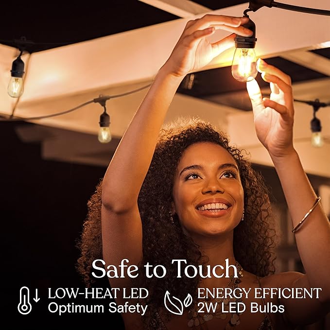 Brightech Ambience Pro - 24 Ft Waterproof LED Outdoor String Lights - Hanging, Dimmable 2W Vintage Edison Bulbs - Commercial Grade Patio Lights Create Cafe Ambience in Your Backyard, 7 Bulbs-VerdiqueGarden