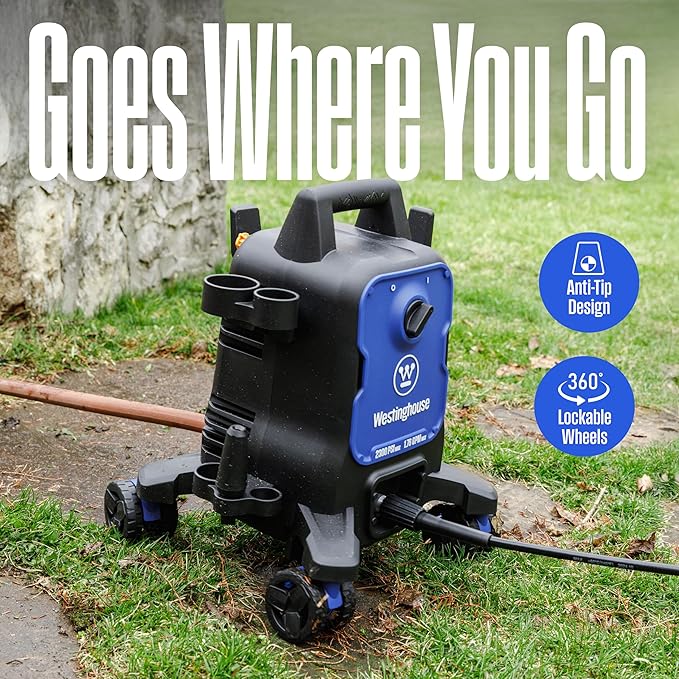 Westinghouse ePX3100 Electric Pressure Washer, 2300 Max PSI 1.76 Max GPM with Anti-Tipping Technology, Onboard Soap Tank, Pro-Style Steel Wand, 5-Nozzle Set, for Cars/Fences/Driveways/Home/Patios-VerdiqueGarden