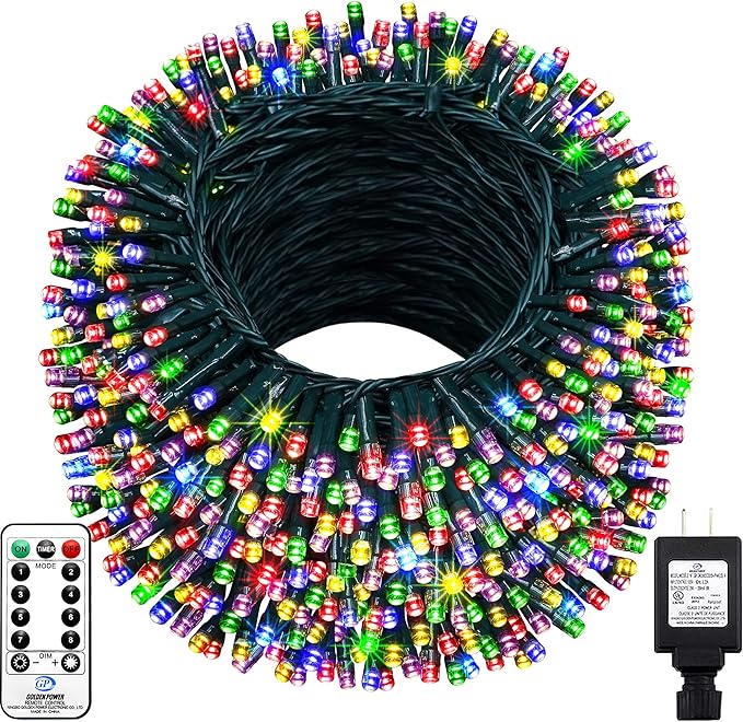 KNONEW 403FT 1000 LED Christmas Lights Outdoor String Lights 8 Modes & Timer Fairy Light Plug in Waterproof LED String Lights for Xmas Yard Tree Wedding Party Holiday Decorations (Multicolor)-VerdiqueGarden