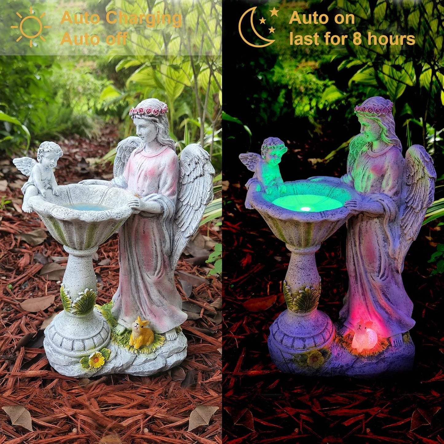Solar Angel Figurine with Color Changing Light - Resin Statue Ornament for Outdoor Decor, Patio, Lawn and Housewarming Gift-VerdiqueGarden