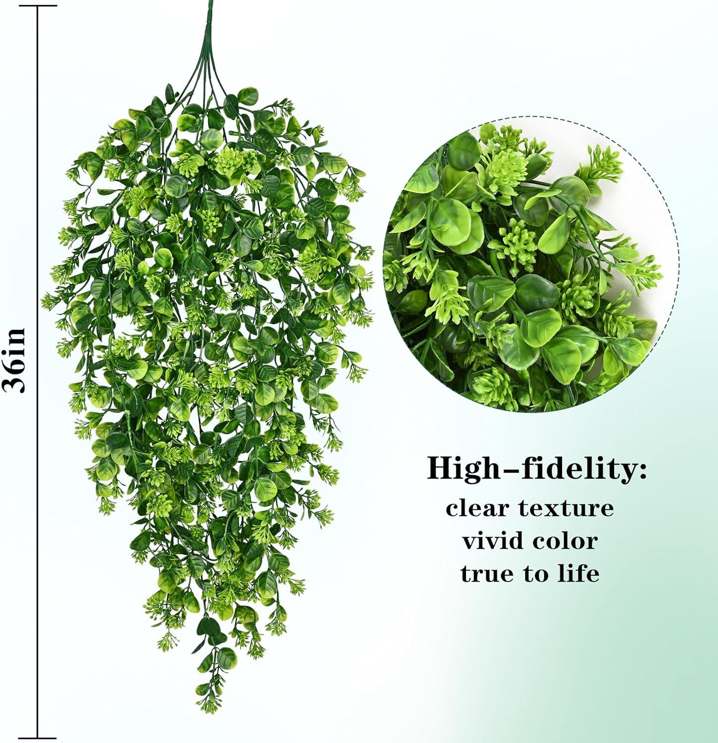 Waipfaru 4Pcs Fake Hanging Plants 3ft Fake Plants UV Resistant Fake Vines Artificial Decor for Indoor Outdoor Party Wall Porch Wedding Decoration,Light Green-VerdiqueGarden