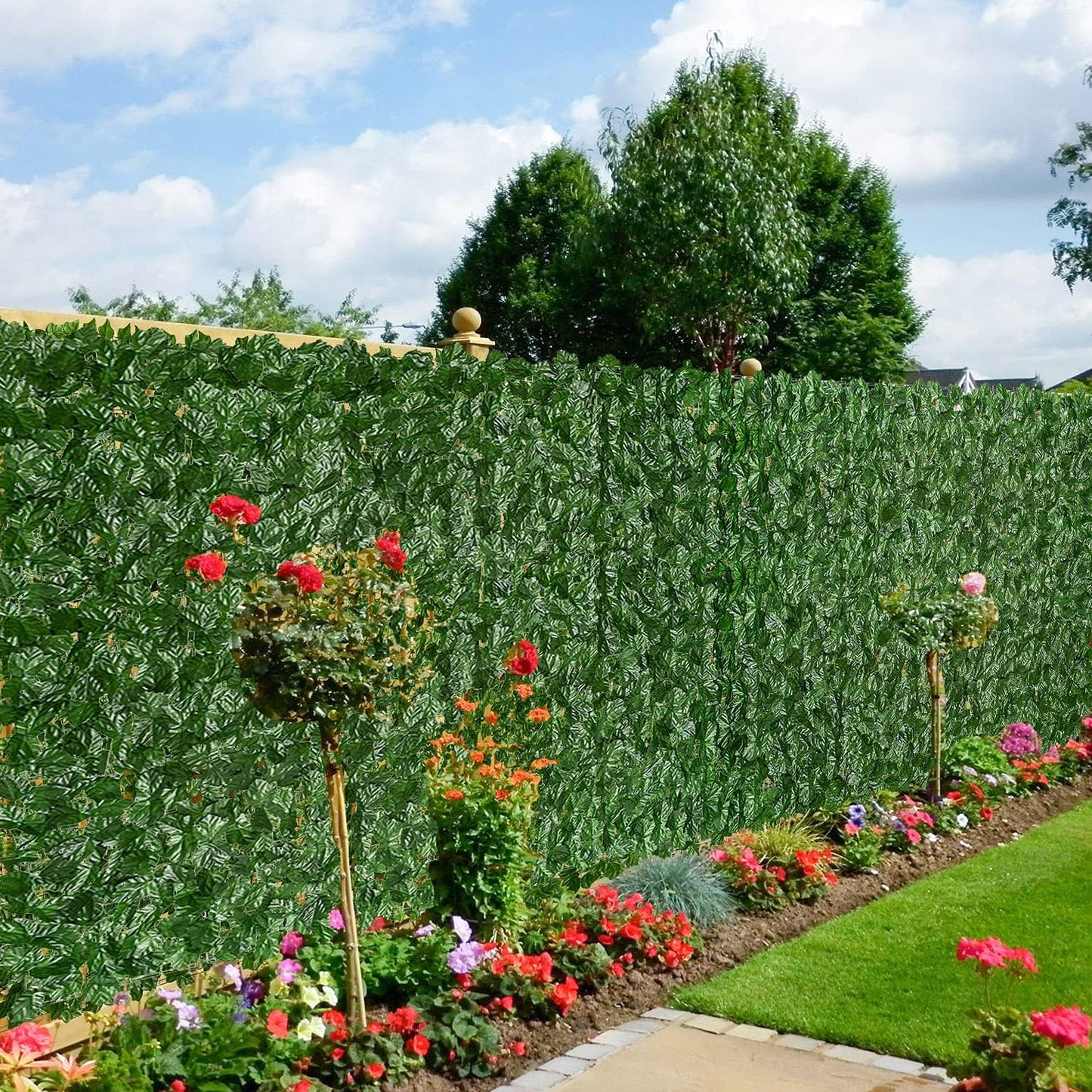DearHouse Artificial Ivy Privacy Fence Wall Screen, 39.3x236.2inch Artificial Hedges Fence and Faux Ivy Vine Leaf Decoration for Outdoor Garden Decor-VerdiqueGarden